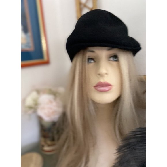 Country Gentleman Black‎ 100% Wool Newsboy Cap Hat Fitted Medium Size Vintage - Picture 14 of 16